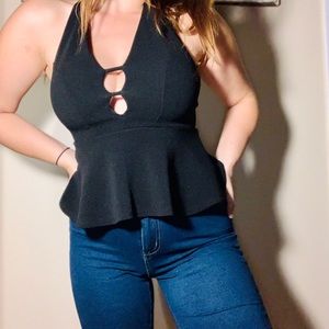 v-neck halter peplum top
